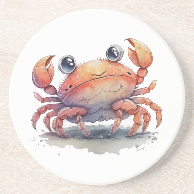 Cute Crab Sandstone Coaster (Front)