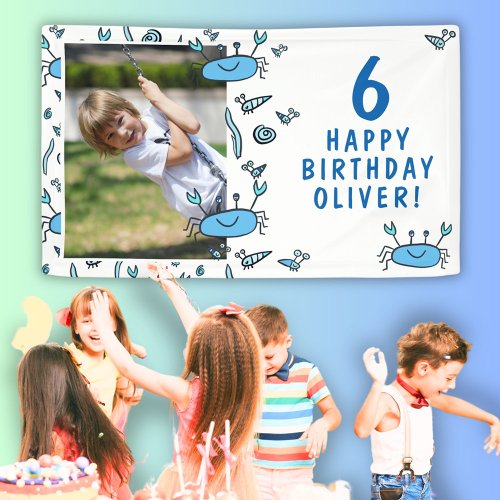 Cute Crab Sea Animals Shell Boy Photo Birthday Banner