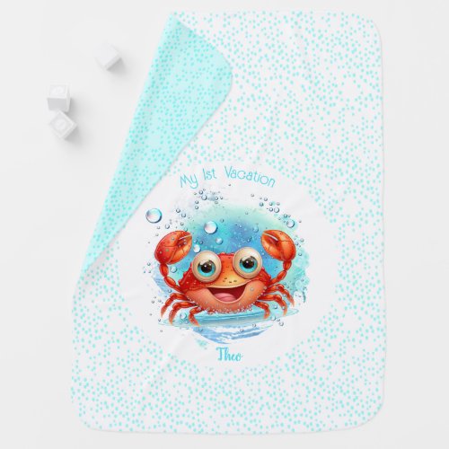 Cute Crab Summer Personalized  Baby Blanket