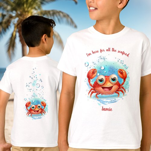 Cute Crab Summer Vacation Crabbing seafood Name T_Shirt