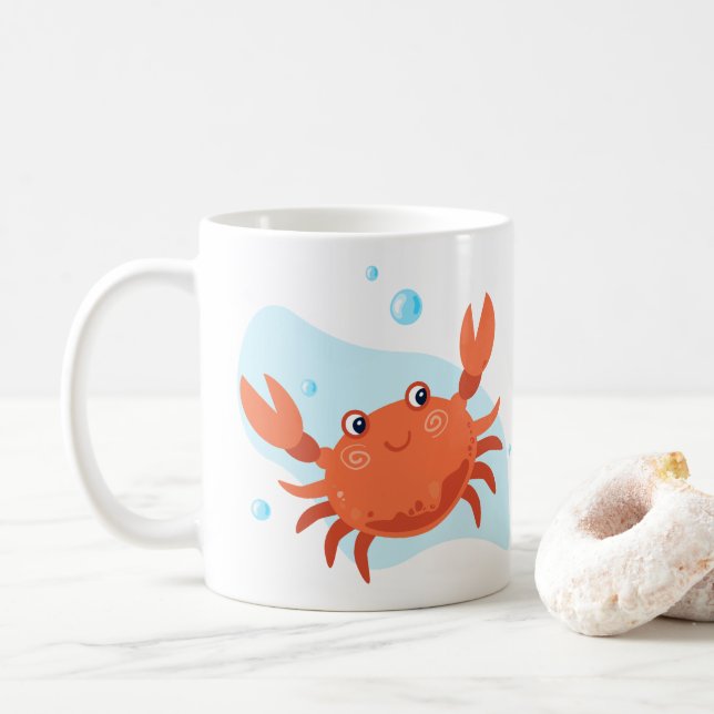 Cute crab. Underwater world. Ocean life​  Coffee Mug (With Donut)
