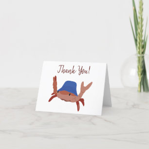 Cute Crab Wearing a Beach Hat Thank You Card