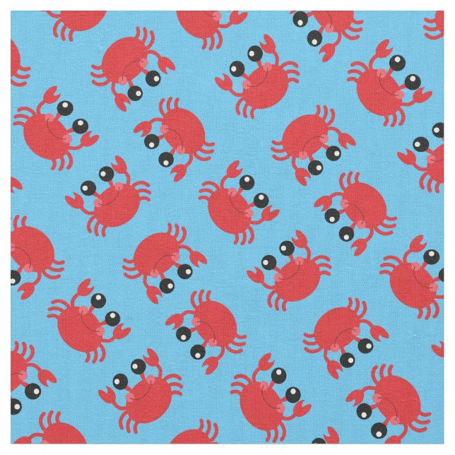 Cute Crabs Kids Beach Animals Fabric (Close Up)
