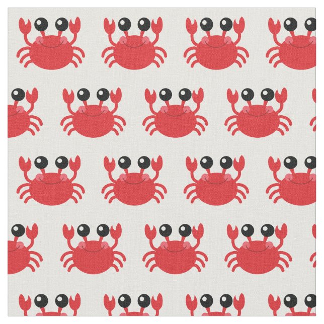 Cute Crabs Kids Beach Animals Fabric (Close Up)