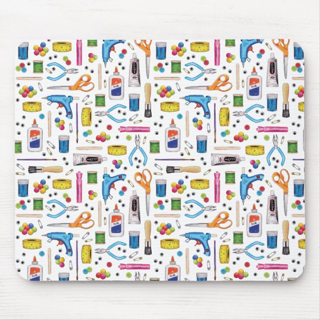 Cute Craft Supplies Pattern Mouse Pad (Front)