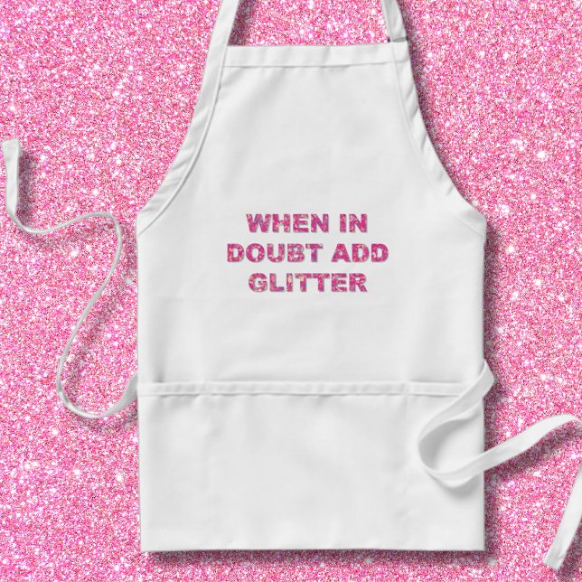 Cute Crafting Quote Pink Glitter Adult Apron (Creator Uploaded)