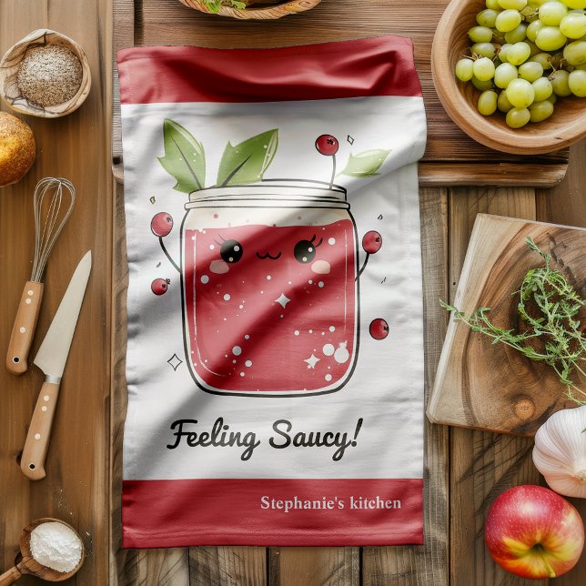 Cute Cranberry Sauce – Funny Kawaii Cooking  Kitchen Towel (Creator Uploaded)