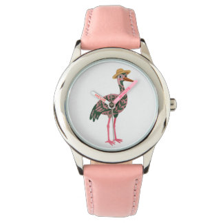 Cute Crane Watch with Straw Bonnet