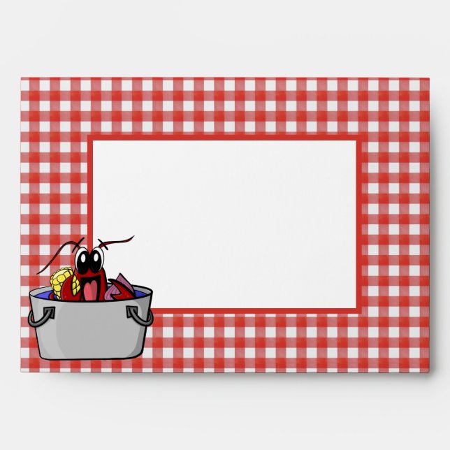 Cute Crawfish Boil Family Reunion Seafood Party Envelope (Front)
