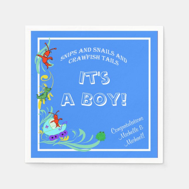 Cute Crawfish Cajun Baby Boy Napkins (Front)