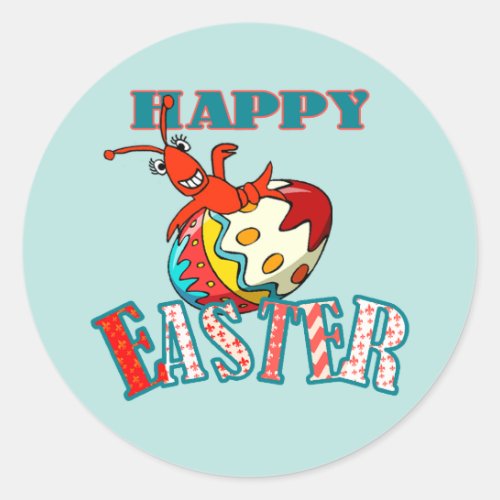 Cute Crawfish Happy Easter Classic Round Sticker