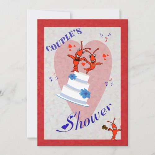 Cute Crawfish (Lobster) Couple's Shower Invitation