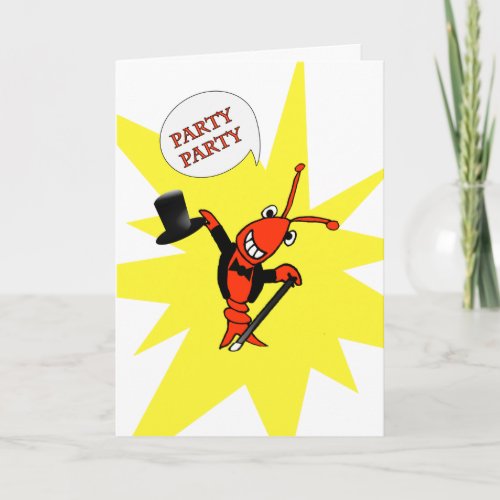 Cute Crawfish  Lobster in Tuxedo Party Birthday Card