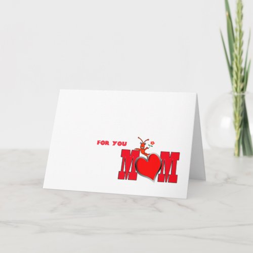 Cute Crawfish  Lobster with Heart  Mom Card