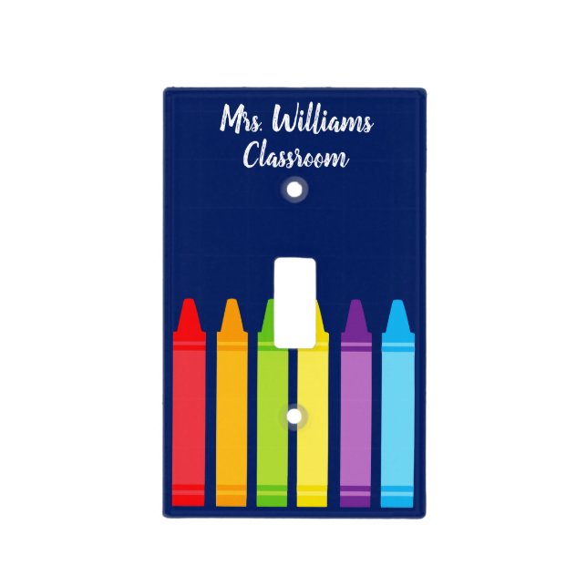 Cute Crayon Custom Elementary School Classroom Light Switch Cover (Front)