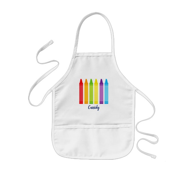 Cute Crayon Custom Elementary School Kids' Apron (Front)