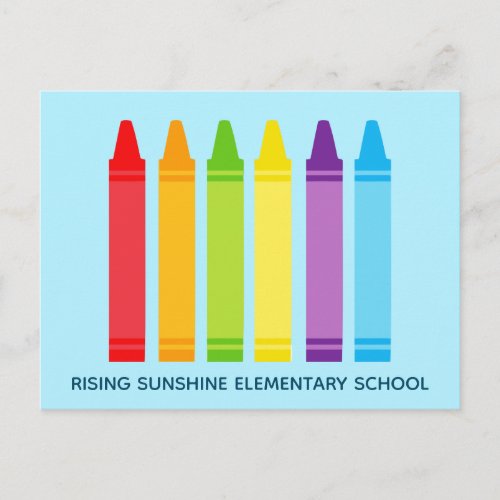 Cute Crayon Elementary School or Daycare Custom Postcard