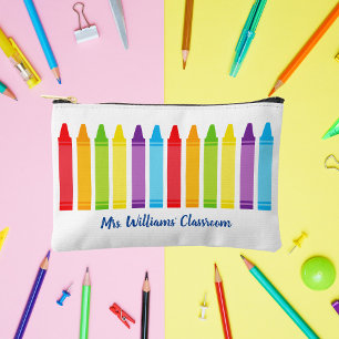 Cute Crayon Elementary School Teacher Custom Accessory Pouch