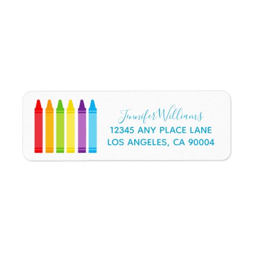 Cute Crayon Elementary Teacher Custom Label