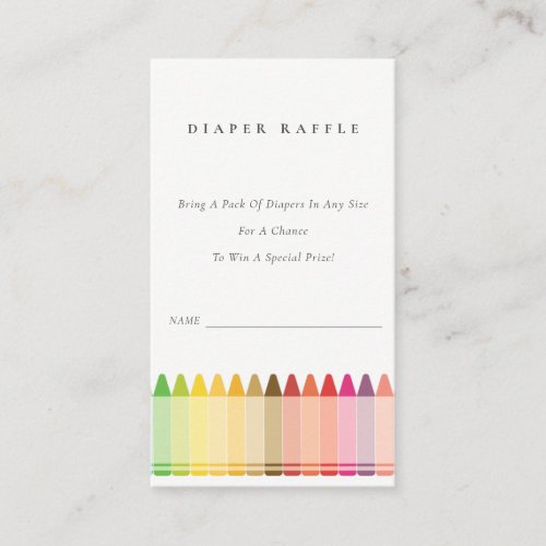 Cute Crayon Fun Rainbow Diaper Raffle Baby Shower Enclosure Card