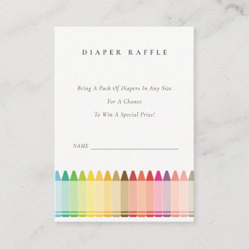 Cute Crayon Fun Rainbow Diaper Raffle Baby Shower Enclosure Card