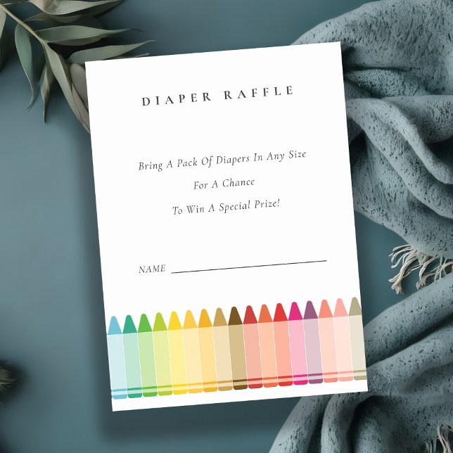 Cute Crayon Fun Rainbow Diaper Raffle Baby Shower Enclosure Card (Creator Uploaded)