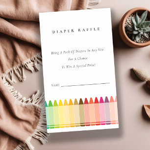 Cute Crayon Fun Rainbow Diaper Raffle Baby Shower Enclosure Card