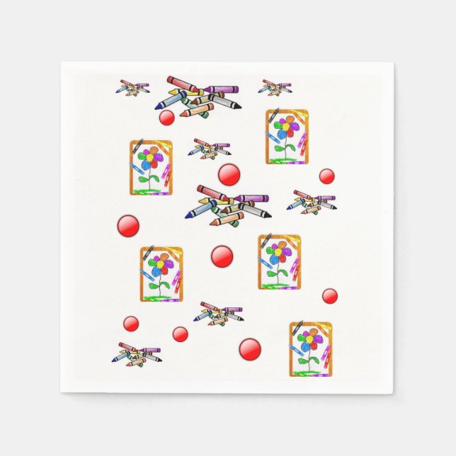 Cute Crayon Paper Napkins (Front)