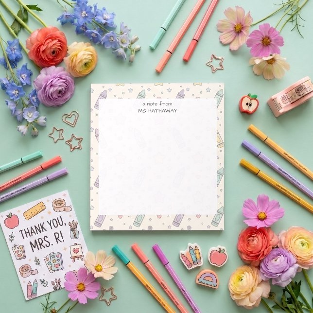 Cute Crayon Pattern Teacher appreciation   Notepad (Creator Uploaded)