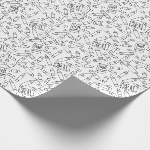 Cute Crayons Color Your Own Black White Pattern Wrapping Paper
