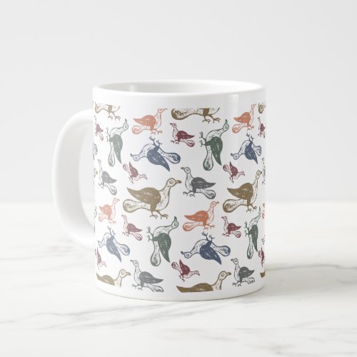 Cute Crazy Bird Pattern _ Bird Watchers Funny Large Coffee Mug
