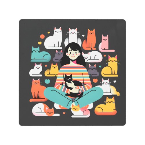 Cute Crazy Cat Lady Metal Print