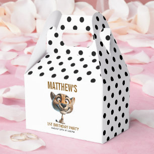 Cute Crazy Cheetah Farm Theme 1st Birthday Favor Boxes