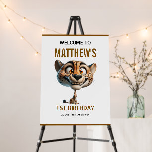 Cute Crazy Cheetah Farm Theme 1st Birthday Foam Board