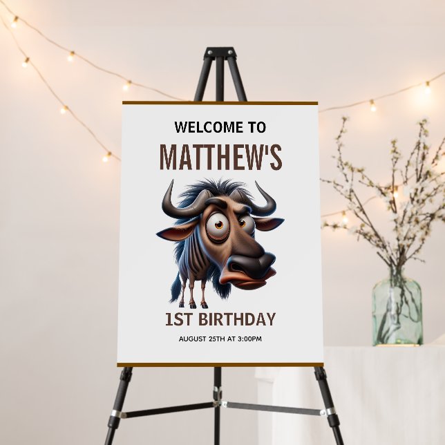 Cute Crazy Cheetah Farm Theme 1st Birthday Foam Board (In Situ (Stand))