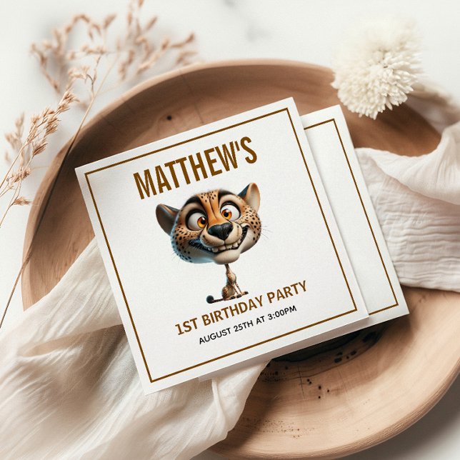 Cute Crazy Cheetah Farm Theme 1st Birthday Napkins (Cute Crazy Cheetah Farm Theme 1st Birthday Napkins
)