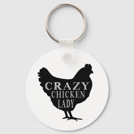 Cute Crazy Chicken Lady Keychain