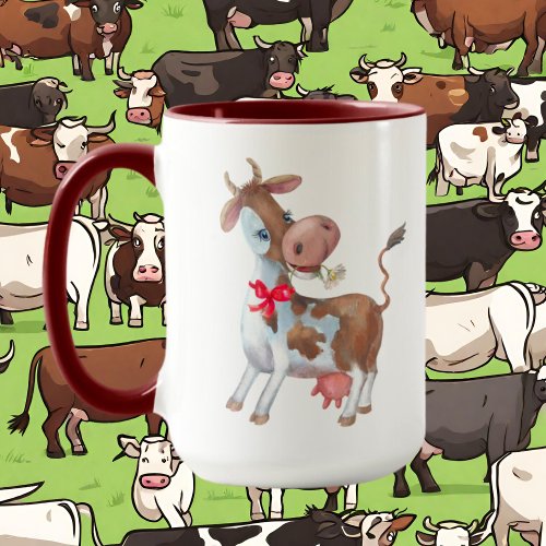 cute crazy cow lady add text mug