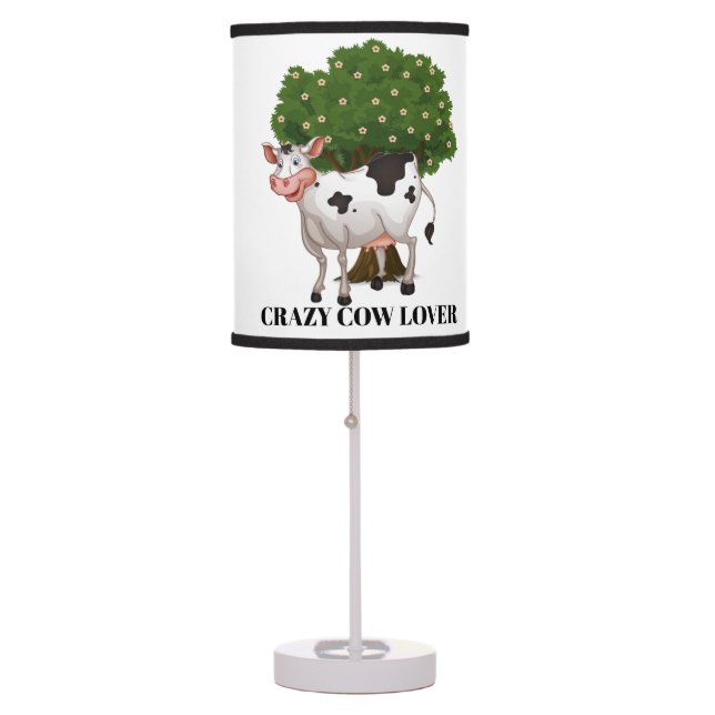 Cute crazy cow lover add text table lamp (Front)
