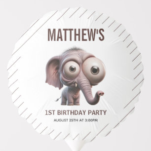 Cute Crazy elephant Farm Theme 1st Birthday Balloon