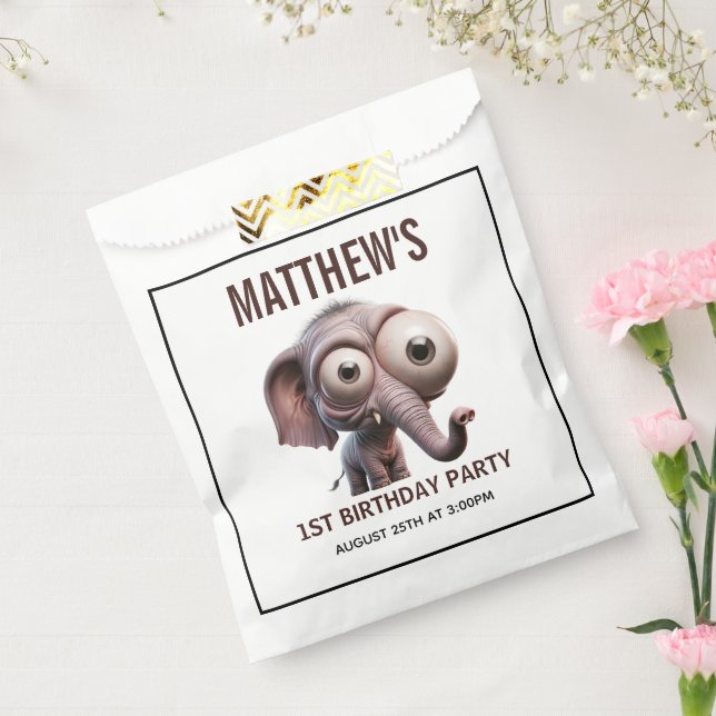 Cute Crazy elephant Farm Theme 1st Birthday Favor Bag (Sealed)