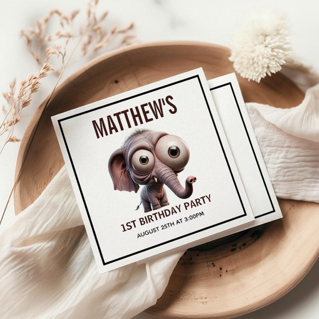 Cute Crazy elephant Farm Theme 1st Birthday Napkins (Cute Crazy elephant Farm Theme 1st Birthday Napkins)