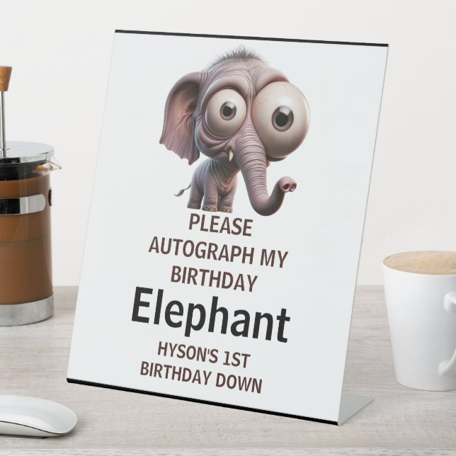 Cute Crazy elephant Farm Theme 1st Birthday Pedestal Sign (In SItu)
