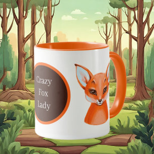 cute crazy fox lady add text mug
