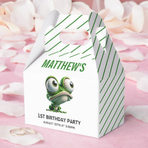 Cute Crazy Frog Farm Theme 1st Birthday Favor Boxes