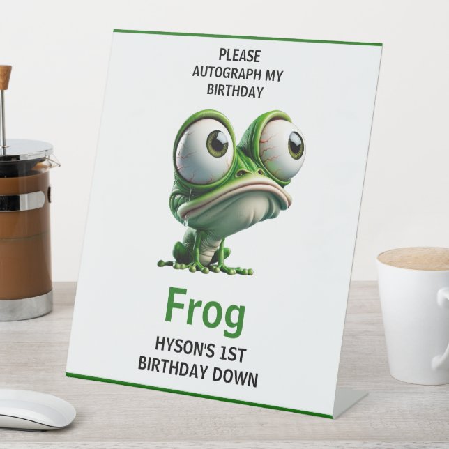 Cute Crazy Frog Farm Theme 1st Birthday Pedestal Sign (In SItu)