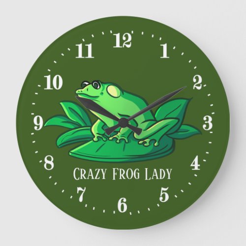 cute crazy frog lady add text  large clock