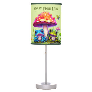cute crazy frog lady add text table lamp
