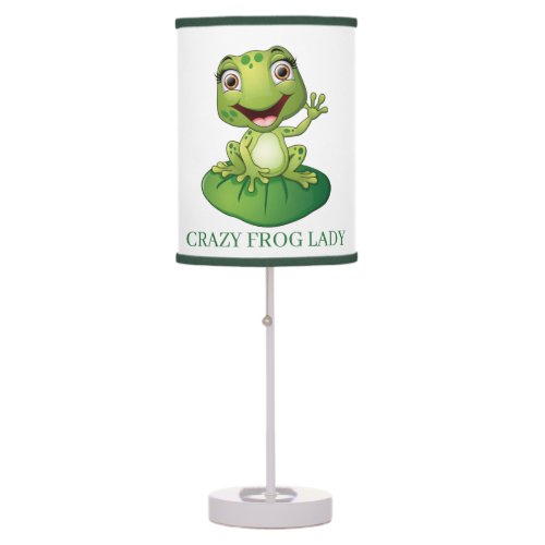 Cute crazy frog lady add text table lamp