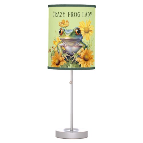 cute crazy frog lady add text table lamp